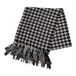 Nordstrom Black White Houndstooth Fine Merino Wool Blend Scarf